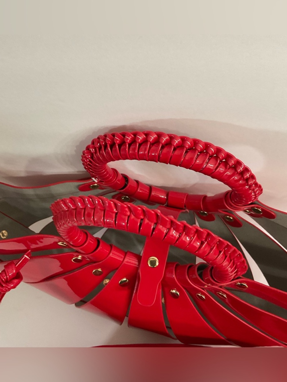 Red Faux Leather Handbag Crossbody Fashion Trendy - Picture 7 of 10